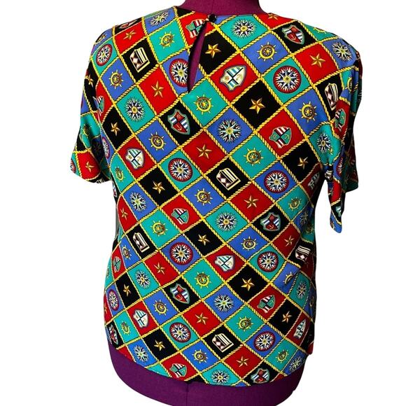 Vintage Talbots Nautical Classic Preppy Silk Blouse Sz 16 Corpcore Heritage - Picture 5 of 7